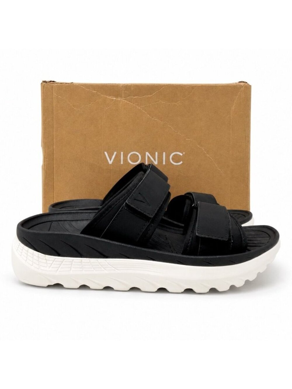 Vionic Renewal Supportive Womens 9 Black Adjustable Recovery Sport Slide Sandals - Picture 3 of 11